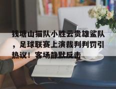 钱塘山猫队小胜云贵雄鲨队，足球联赛上演裁判判罚引热议！客场静默反击的简单介绍